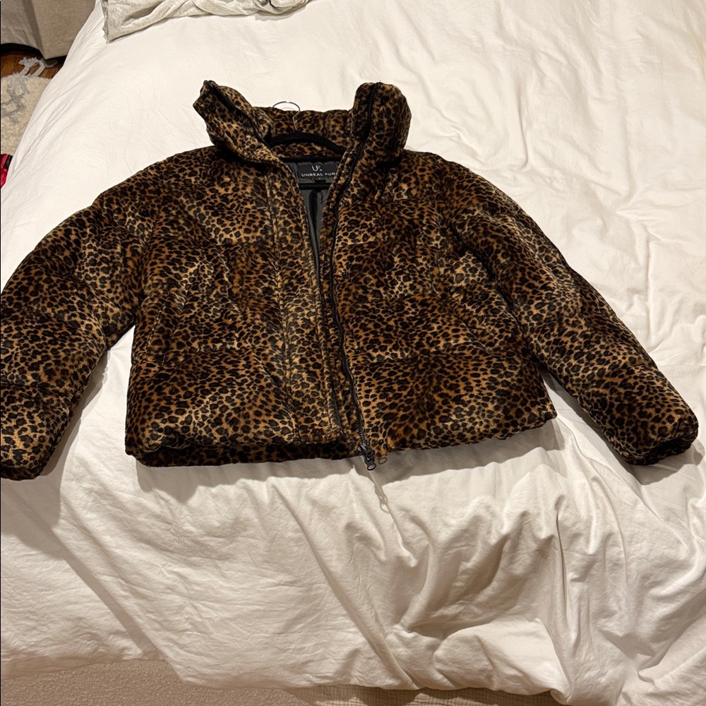 Unreal Fur Leopard Puffer Jacket